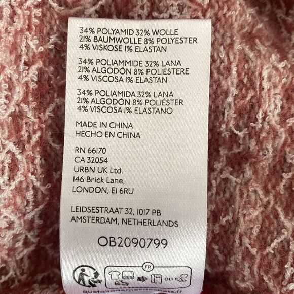 Free People Red & Pink Knit Sweater Cowl Neck Puff Sz L Boho Cottagecore NWT - Picture 11 of 16